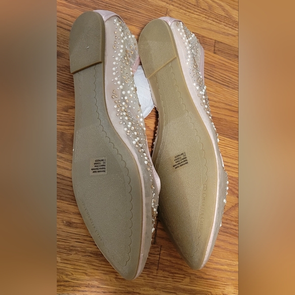 NWT IN BOX Blush Beaded Flats - Picture 2 of 6